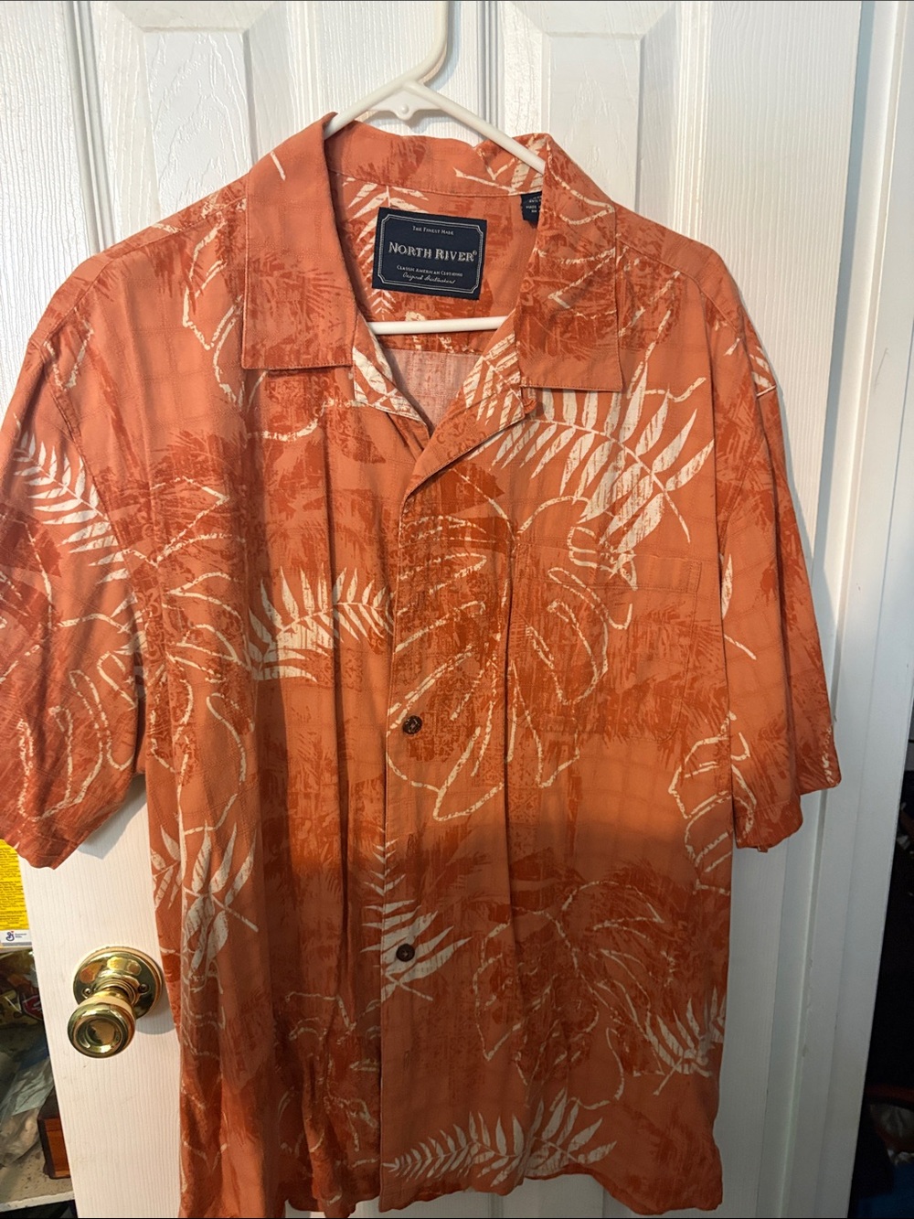 North River Men's Orange Tropical Camp Shirt